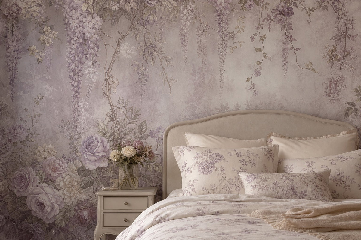 Lilac Floral Wallpaper Mural product view