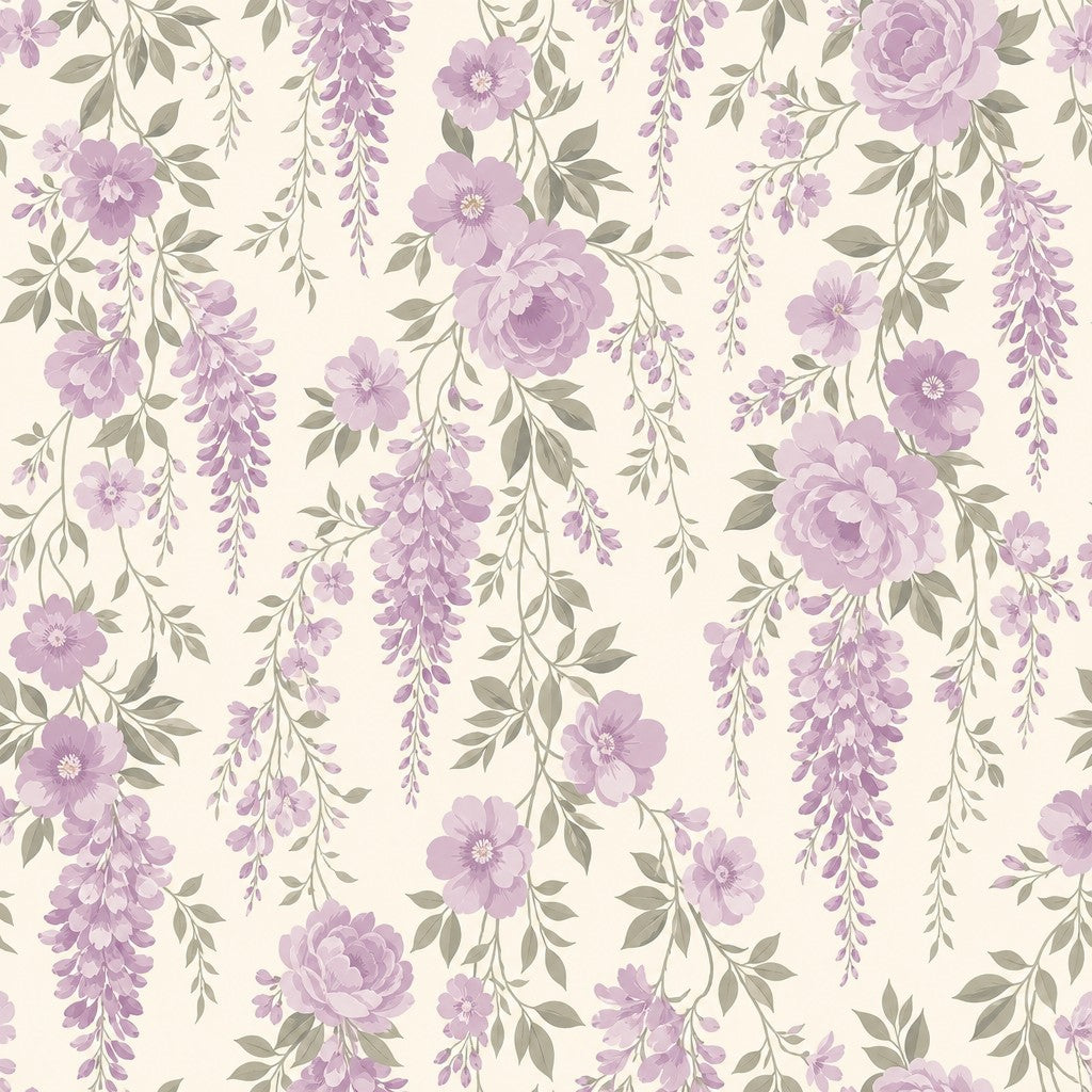 Lilac Floral Wallpaper Mural product view