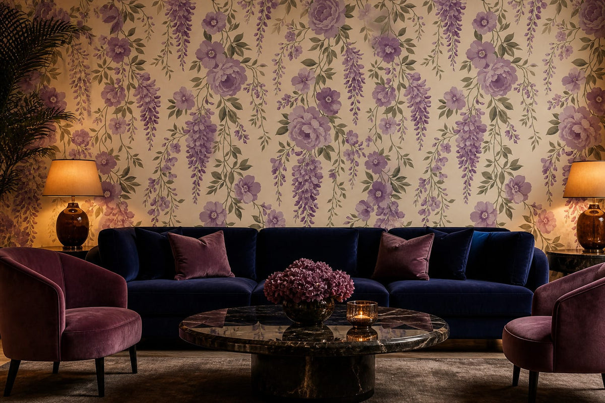 Lilac Floral Wallpaper Mural product view