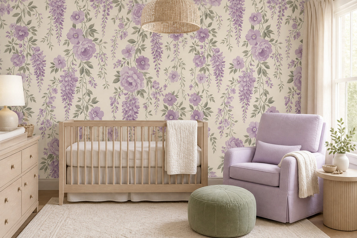 Lilac Floral Wallpaper Mural product view