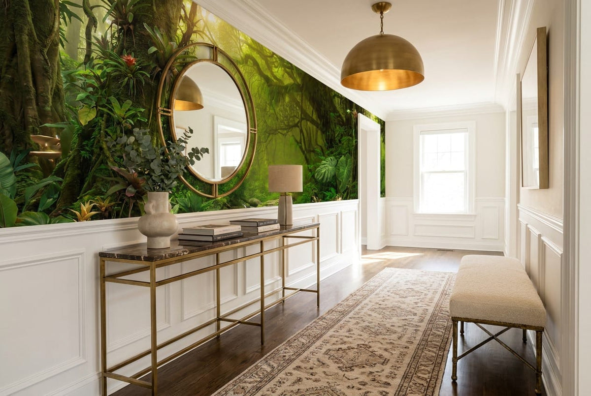 Lime Green Botanical Tropical Rainforest Wallpaper Mural scene image