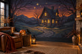 Purple Cottage Halloween Wallpaper Mural