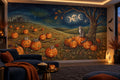 Navy Pumpkin Field Halloween Wallpaper Mural