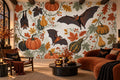 Cream Bats Halloween Wallpaper Mural