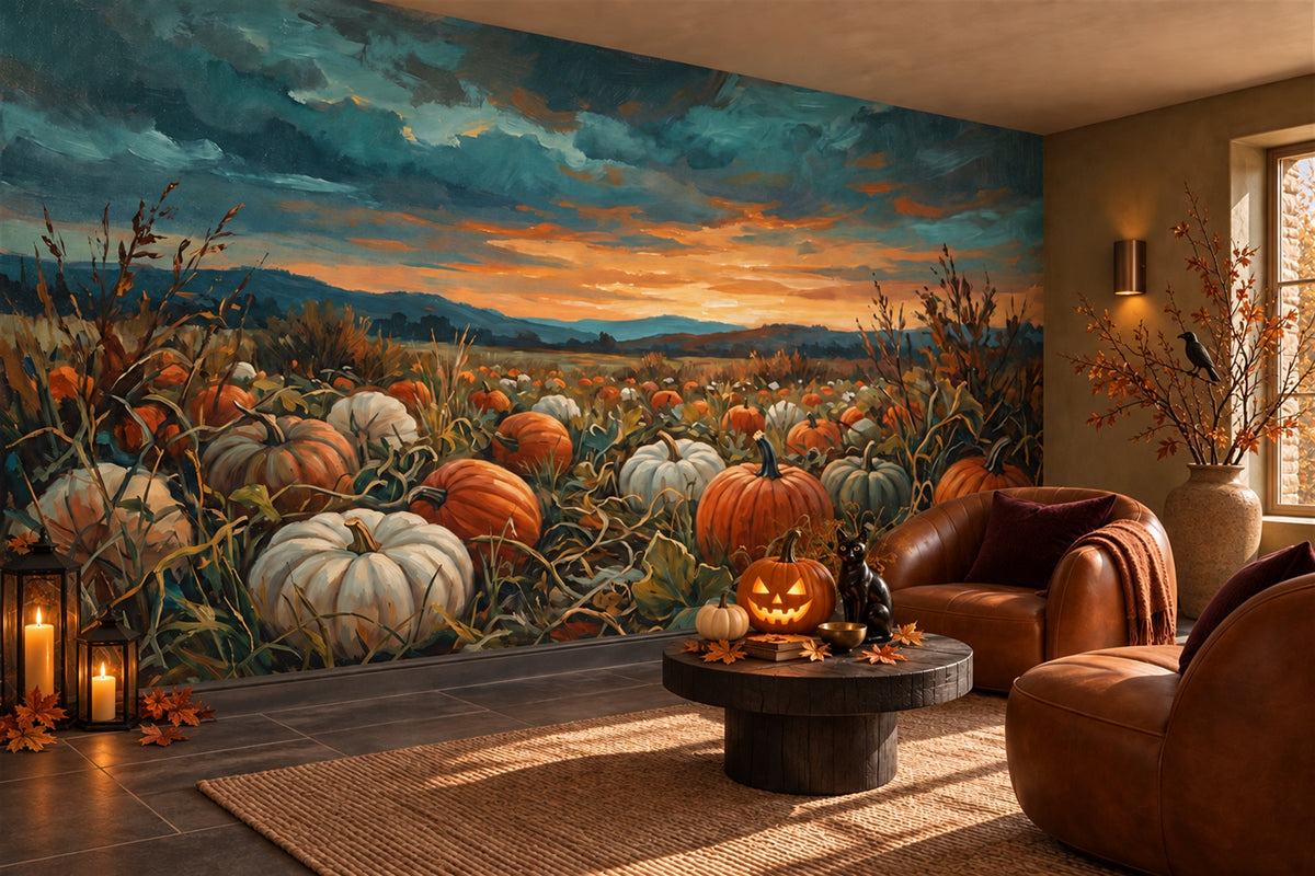 lounge orange pumpkins custom non woven vinyl self adhesive removable wallpaper mural