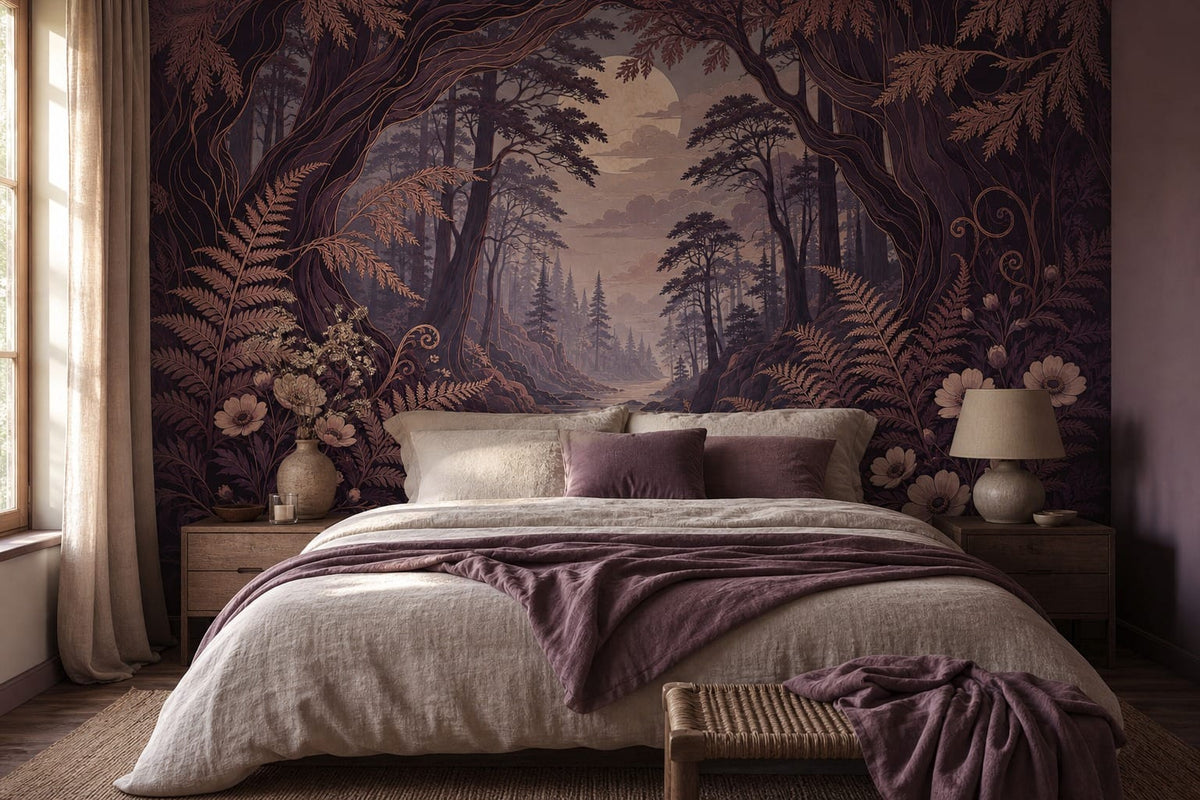 Plum Fern Wallpaper Mural product view