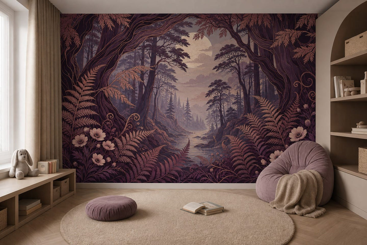 Plum Fern Wallpaper Mural product view