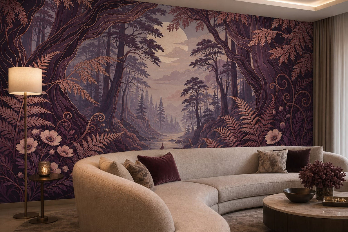 Plum Fern Wallpaper Mural product view