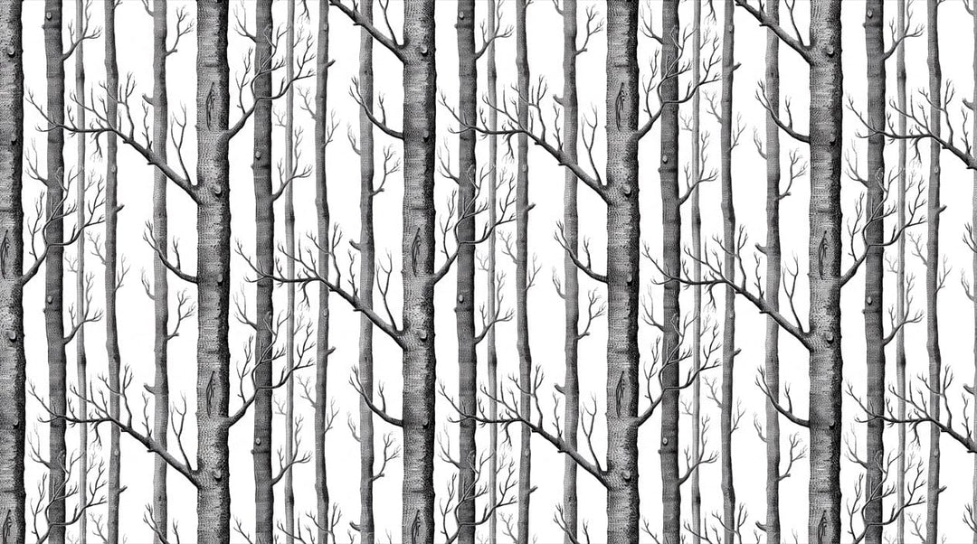 Light Gray Minimalist Nordic Birch Forest Wallpaper Mural in main