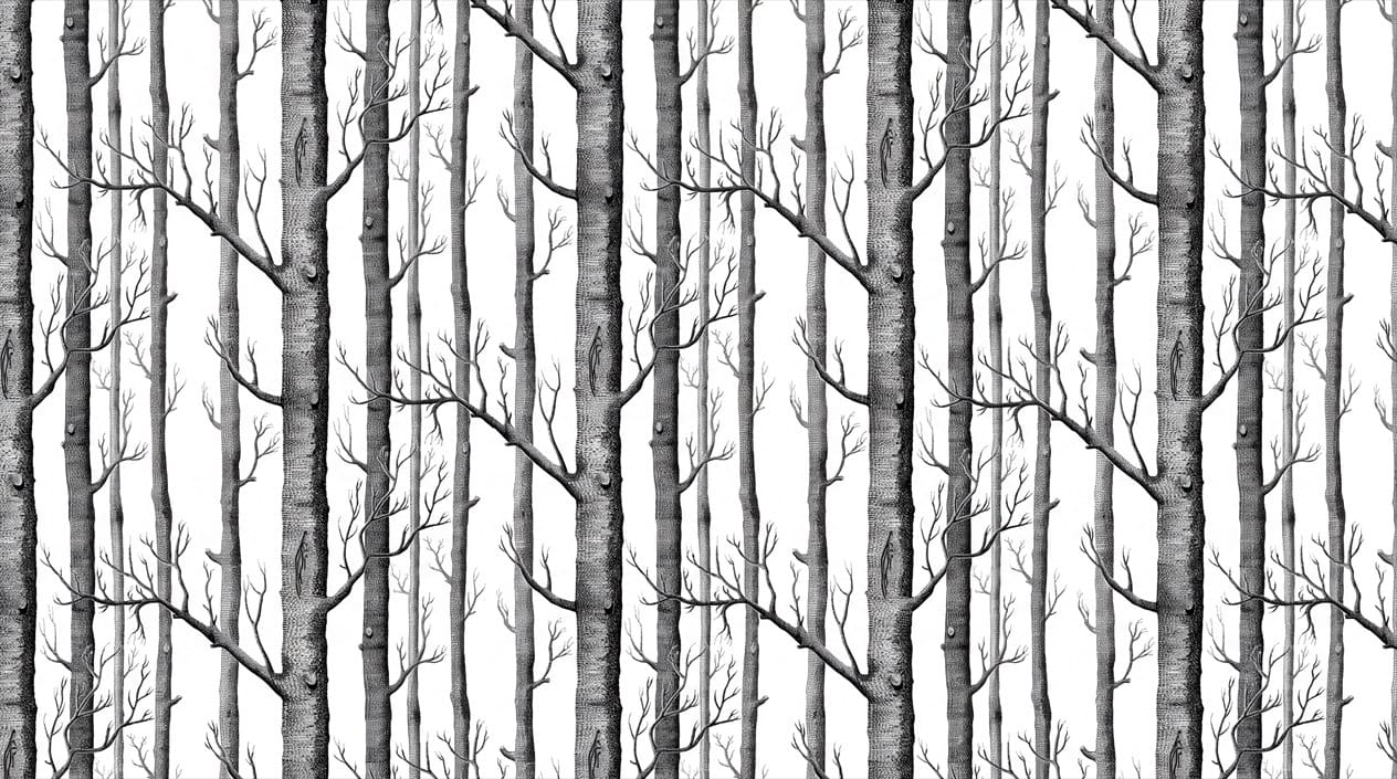 Light Gray Minimalist Nordic Birch Forest Wallpaper Mural