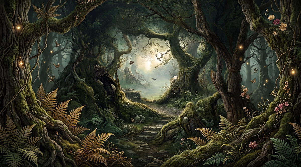 main image dark forest wallpaper mural moon custom stick on vinyl non woven removable