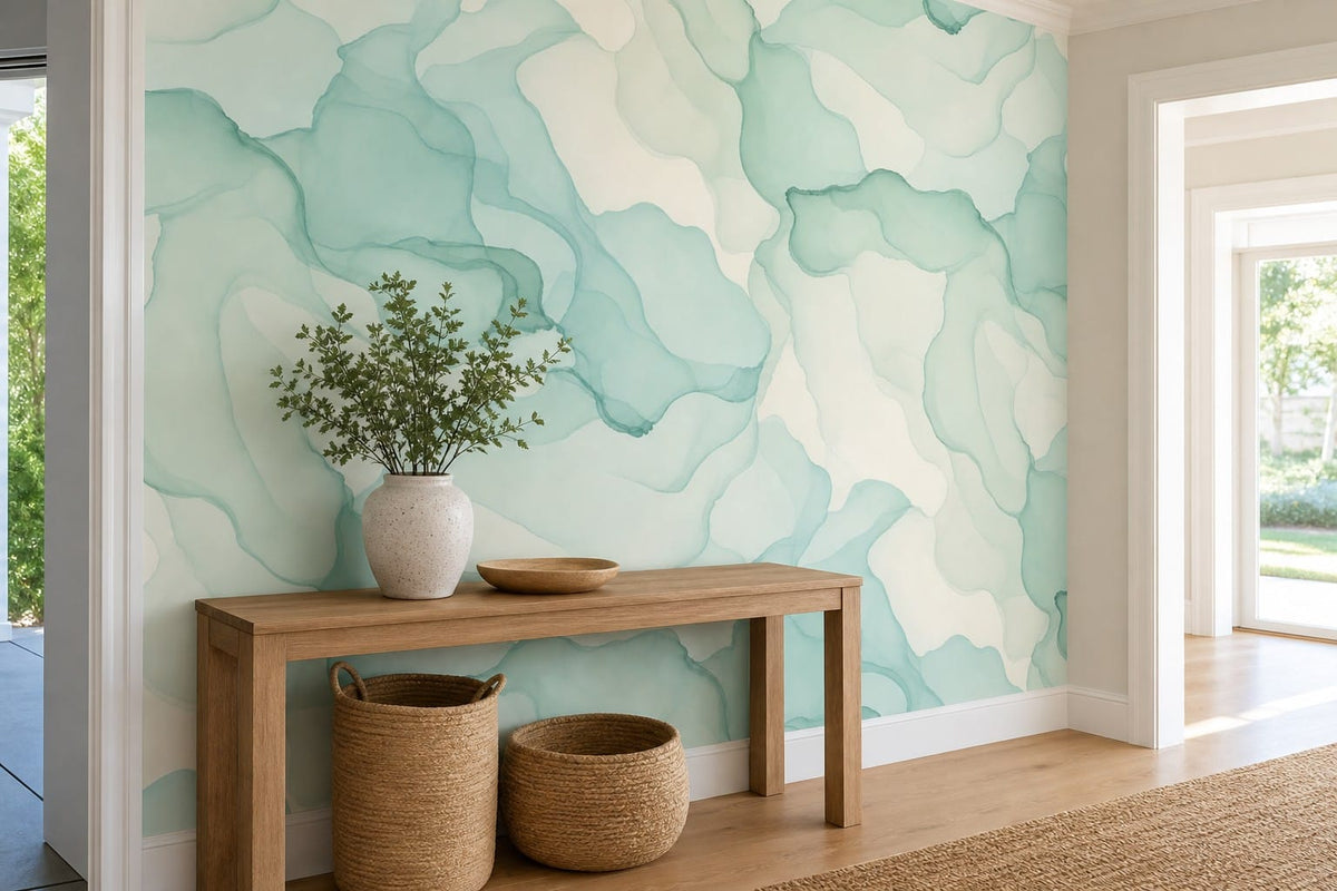 Mint Ink Flow Wallpaper Mural product view