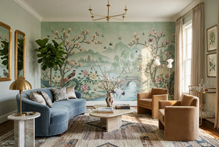 Pale Green Blossom Bridge Landscape Wallpaper Mural