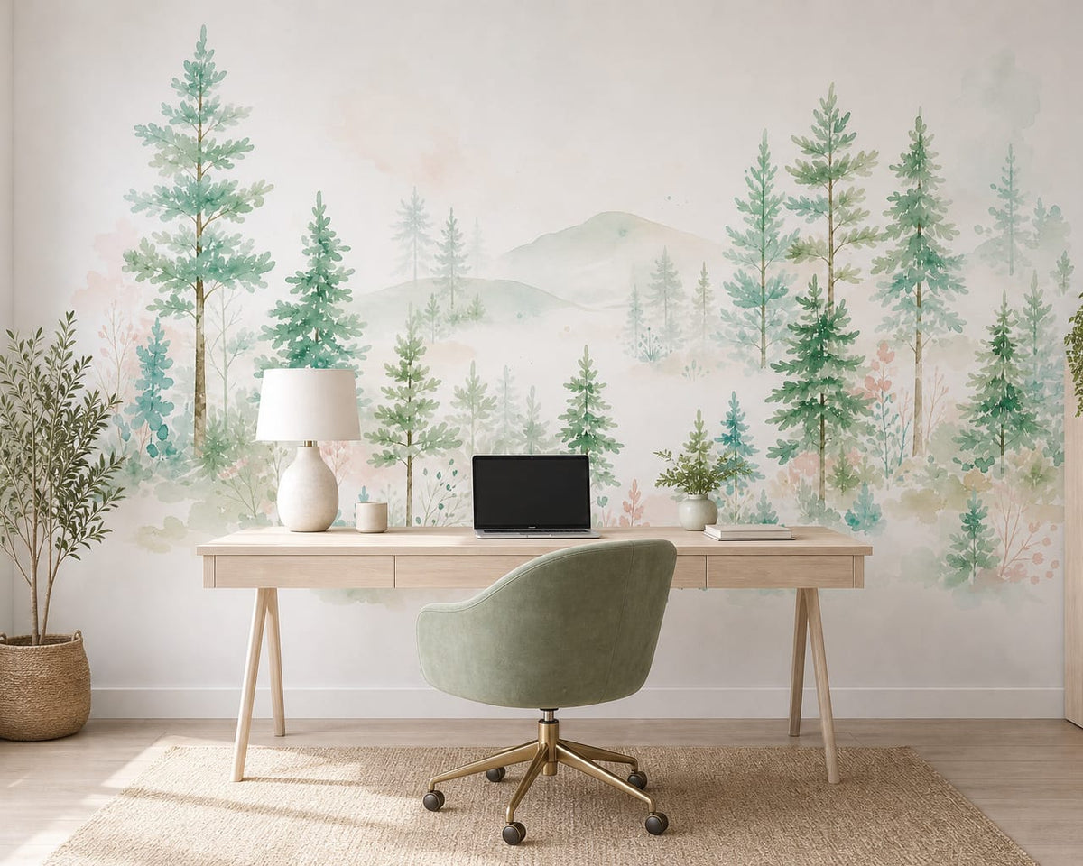 Mint Pine Wallpaper Mural product view