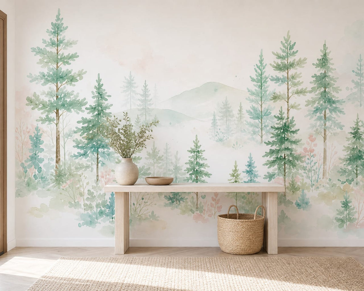 Mint Pine Wallpaper Mural product view