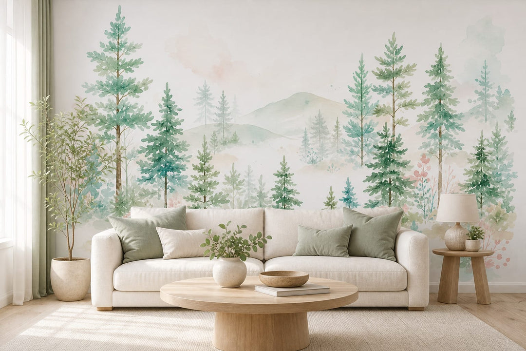 Mint Pine Wallpaper Mural product view