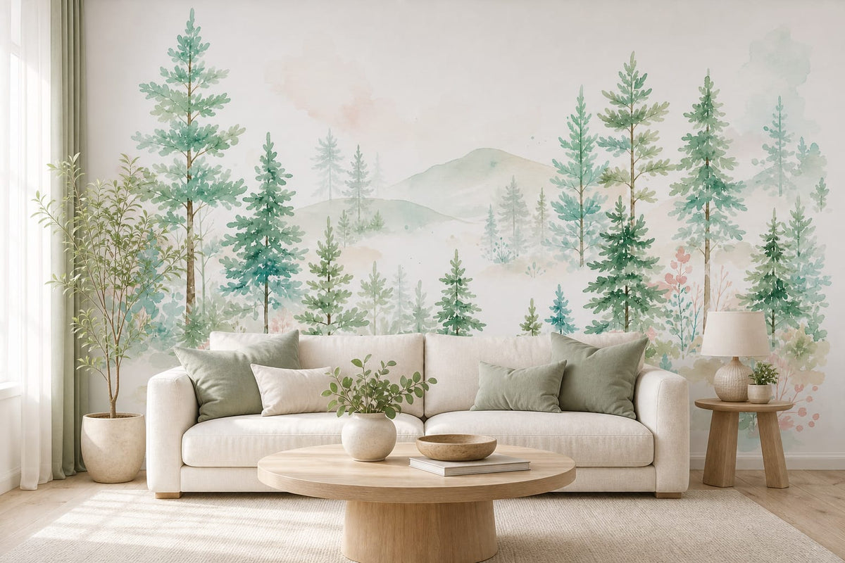 Mint Pine Wallpaper Mural product view