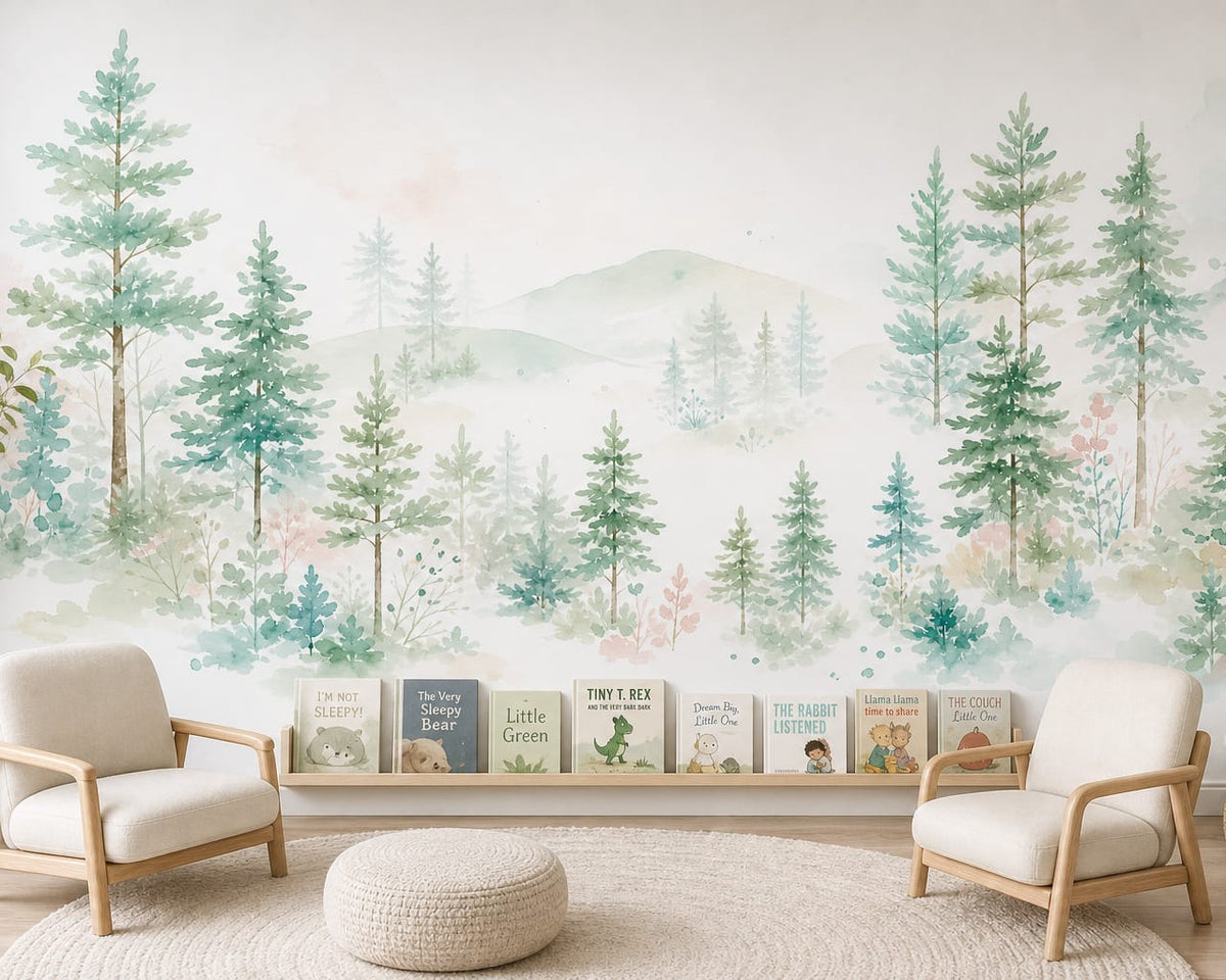 Mint Pine Wallpaper Mural product view