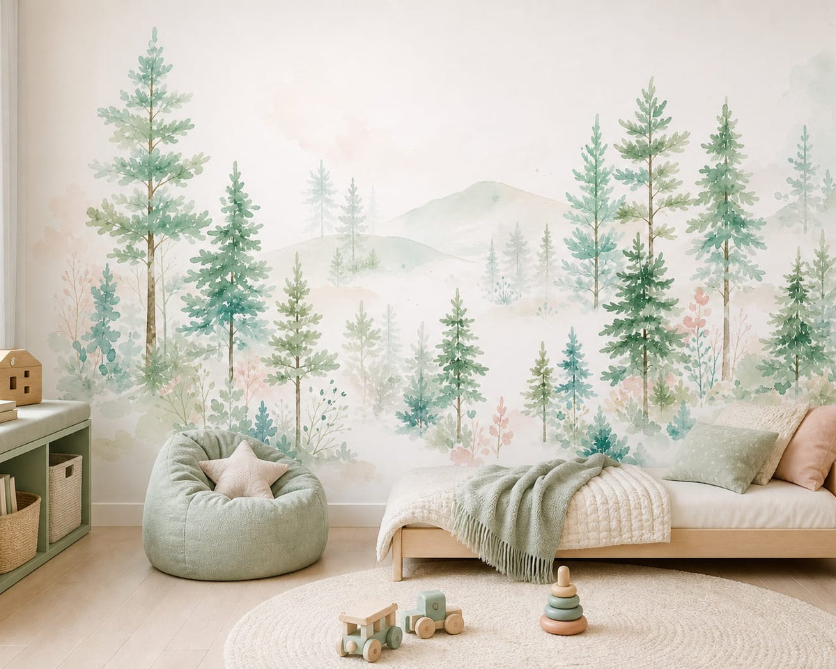 Mint Pine Wallpaper Mural product view