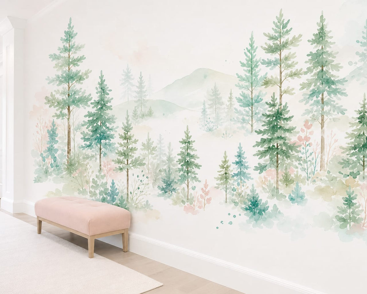 Mint Pine Wallpaper Mural product view