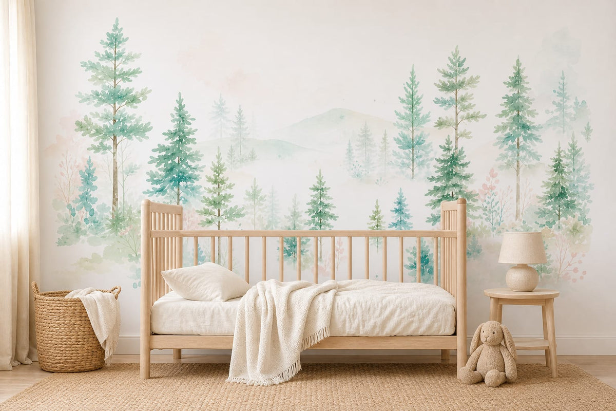 Mint Pine Wallpaper Mural product view