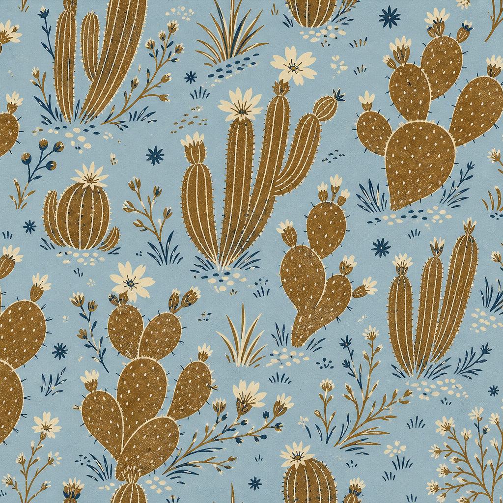 Blue Cactus Wallpaper Mural product view