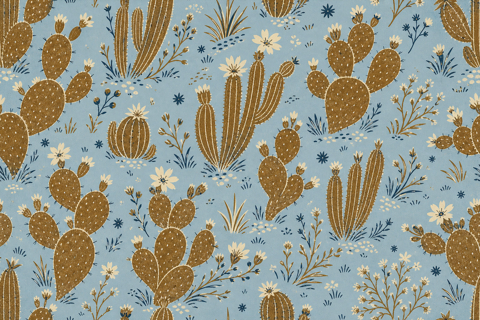 Blue Cactus Wallpaper Mural