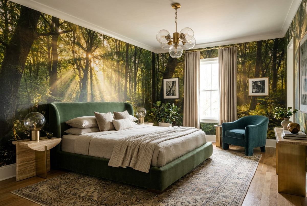 moss bedroom forest sunset wallpaper mural custom stick on non woven vinyl removable
