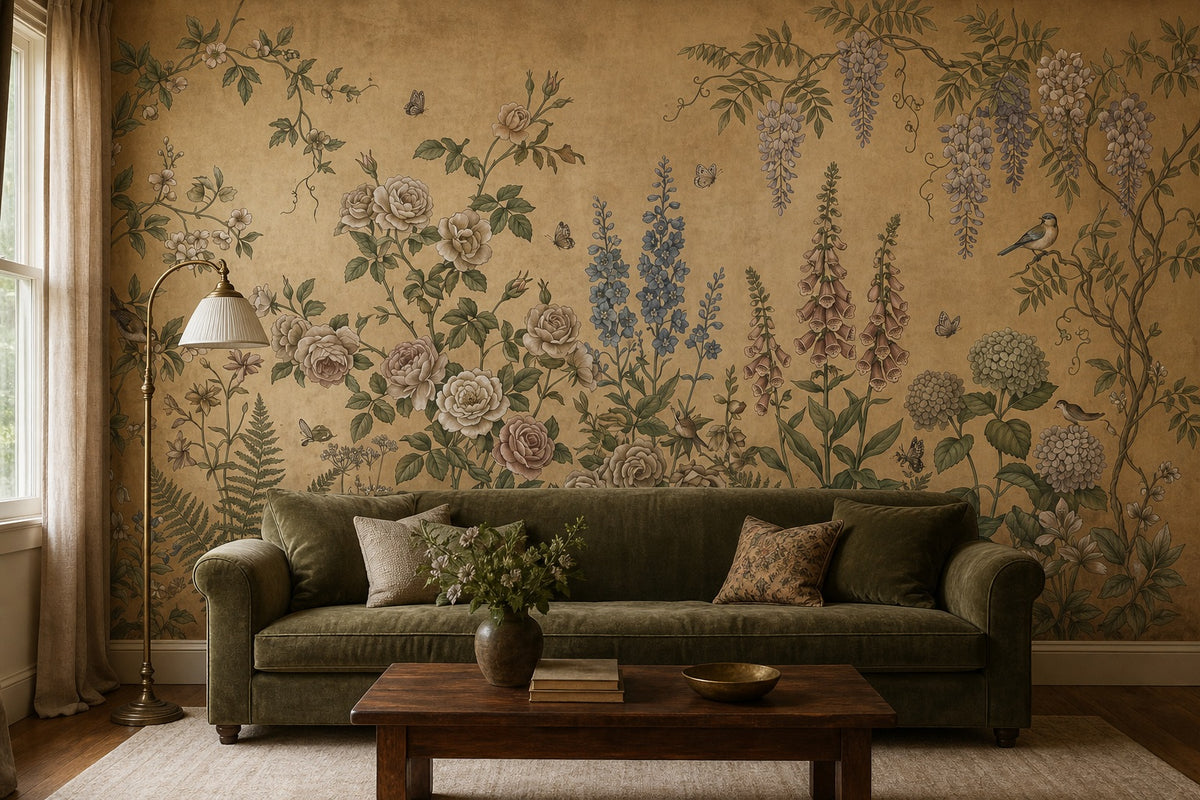 moss flower vintage jungle wallpaper living custom stick on non woven vinyl removable