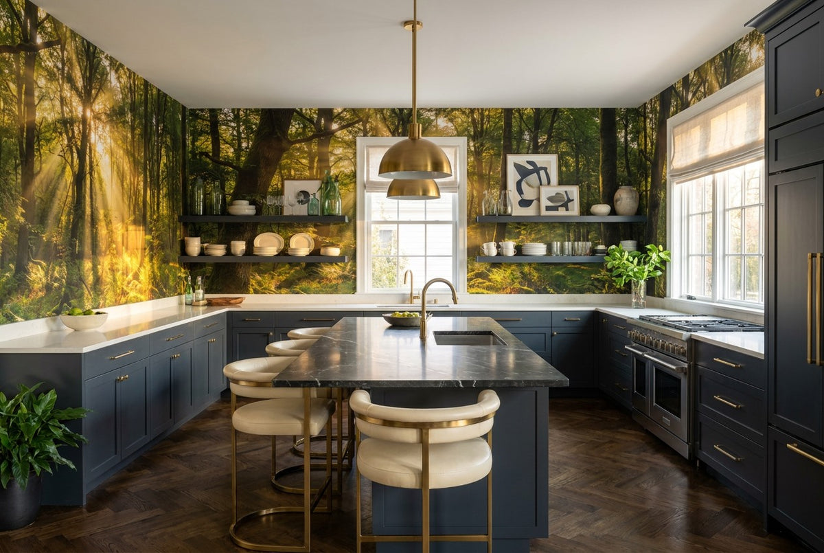 moss kitchen forest sunset wallpaper mural custom stick on non woven vinyl removable