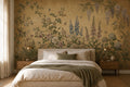 Golden English Garden Floral Tapestry Wallpaper Mural