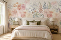 Blush Roses with Tiny Blue Flowers Wallpaper Mural