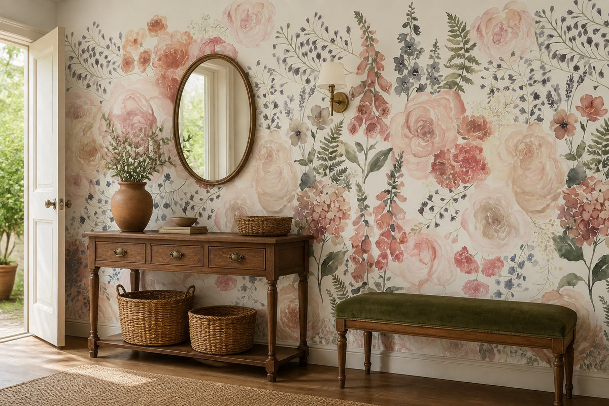 moss vintage jungle wallpaper entry custom peel and stick non woven vinyl removable