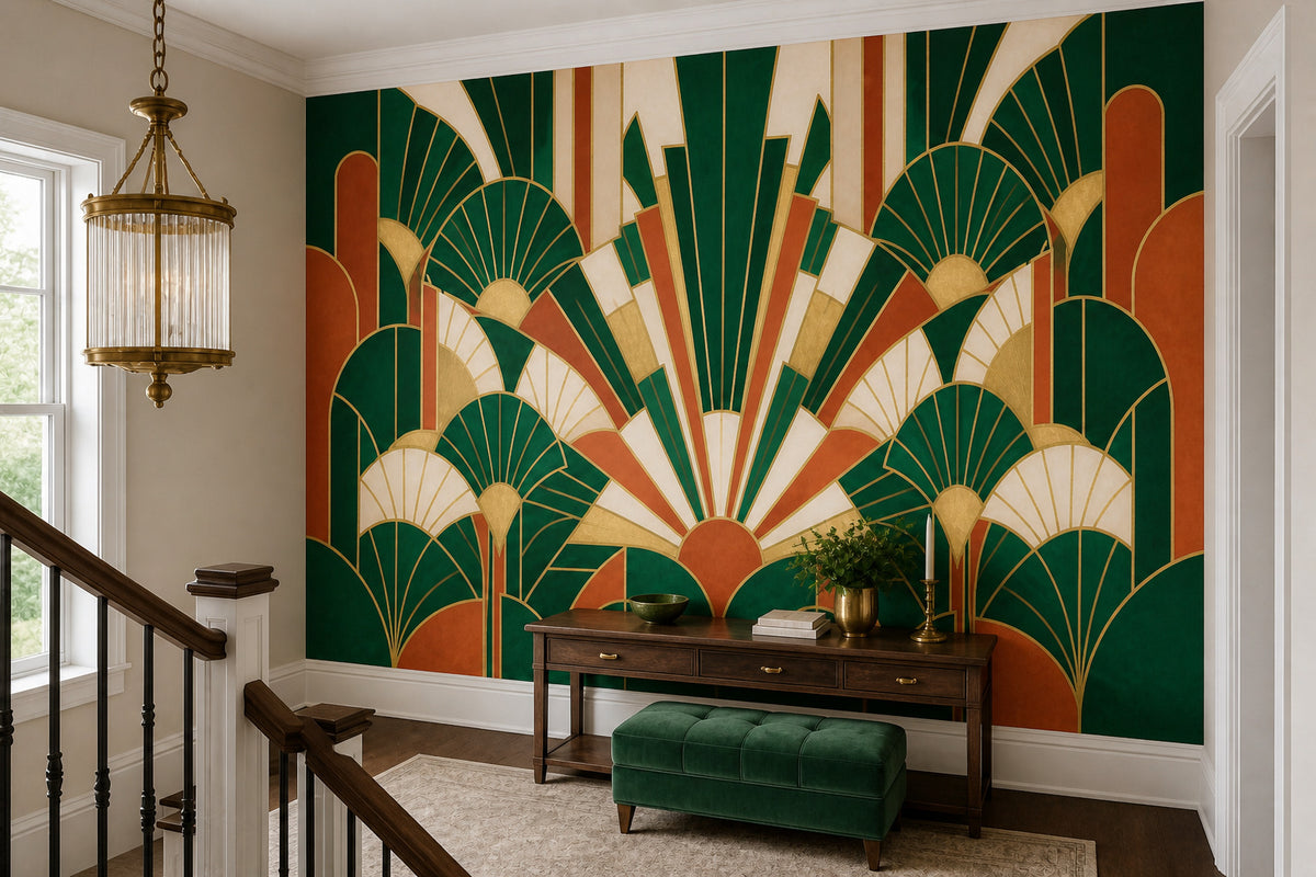 Navy Art Deco Wallpaper Mural product view