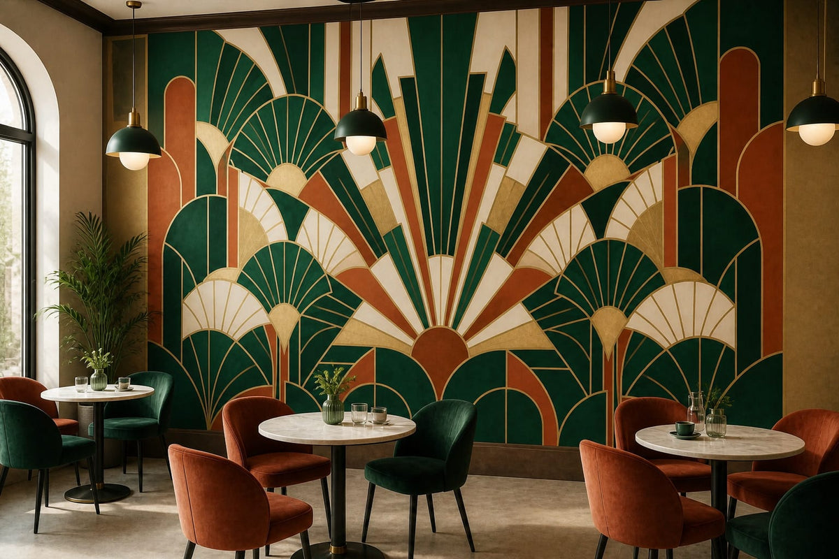 Navy Art Deco Wallpaper Mural product view