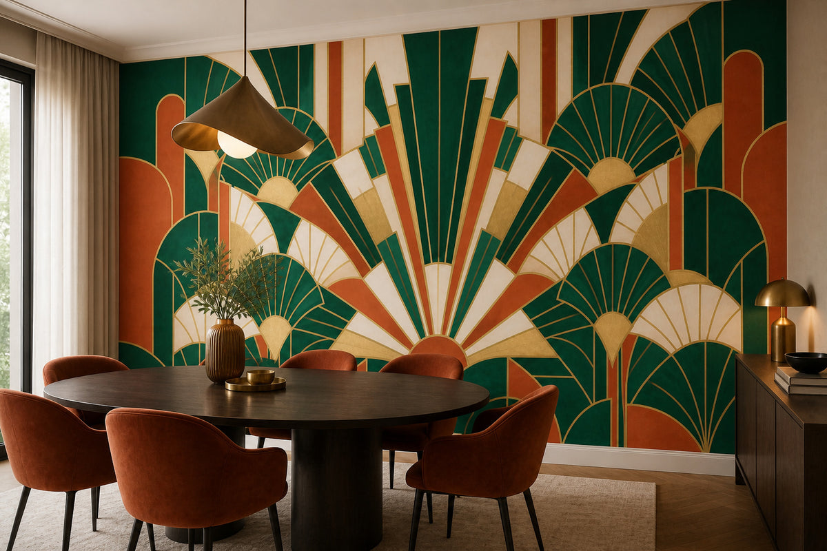 Navy Art Deco Wallpaper Mural product view