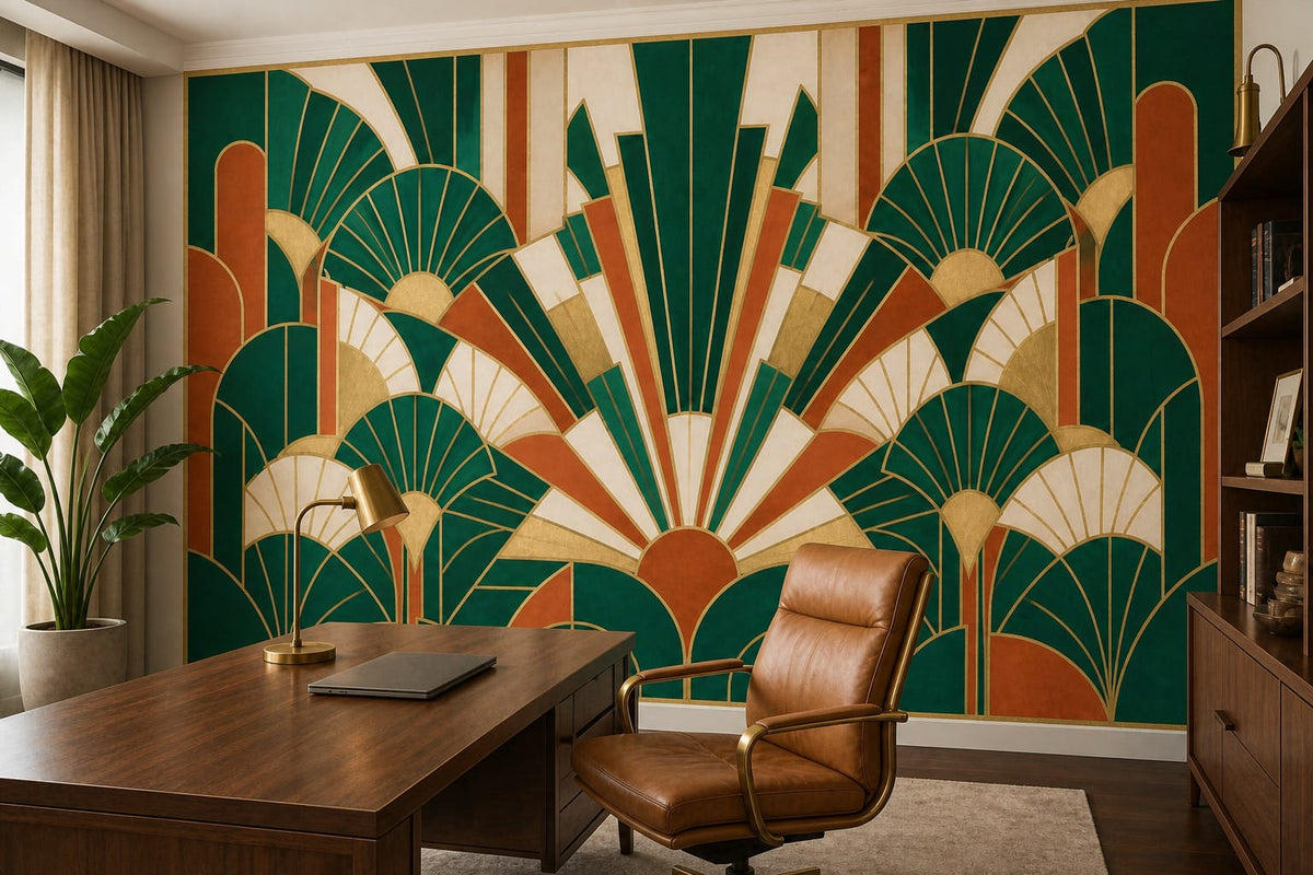 Navy Art Deco Wallpaper Mural product view