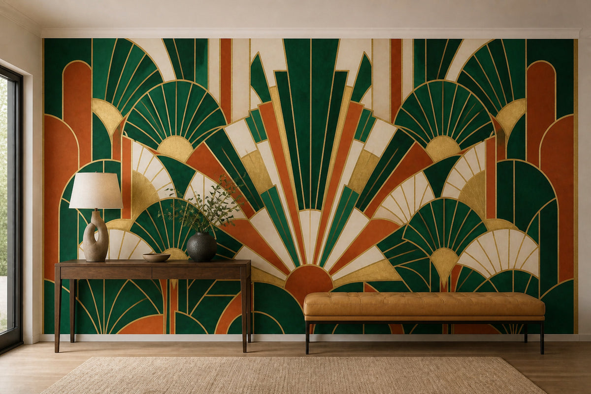 Navy Art Deco Wallpaper Mural product view