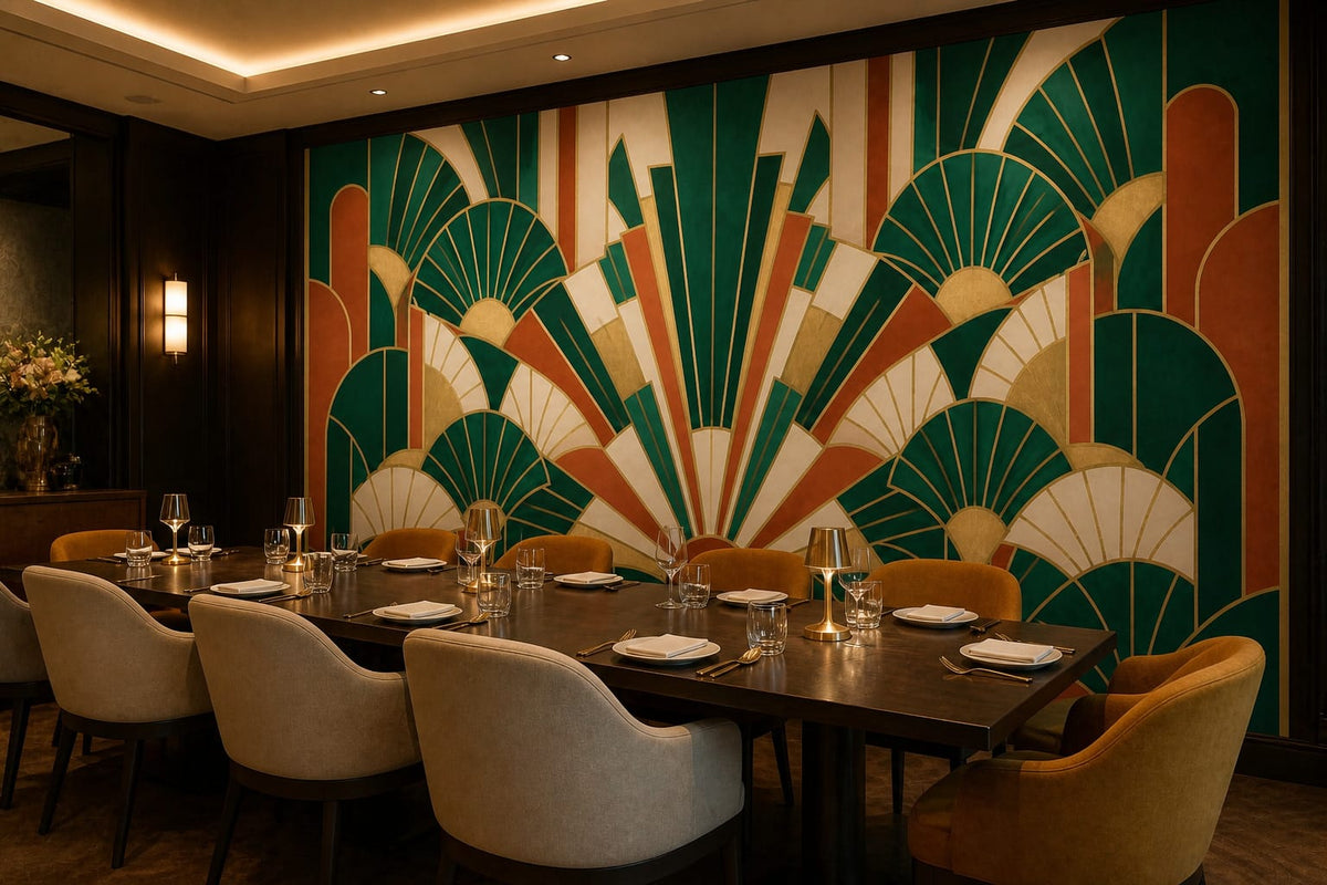 Navy Art Deco Wallpaper Mural product view