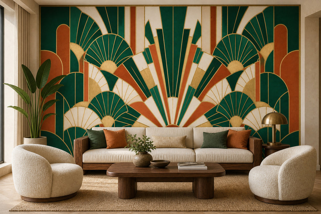Navy Art Deco Wallpaper Mural product view