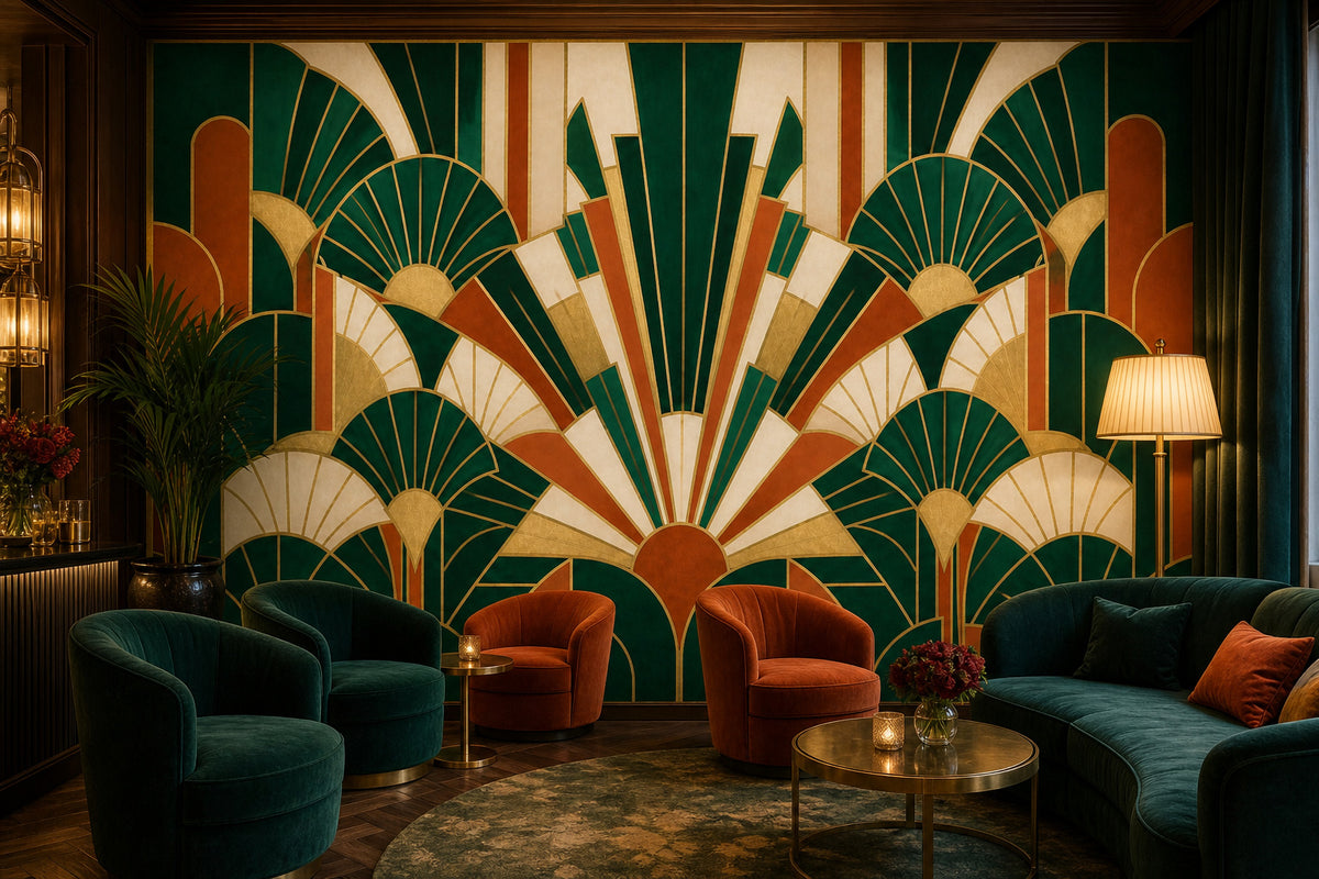 Navy Art Deco Wallpaper Mural product view