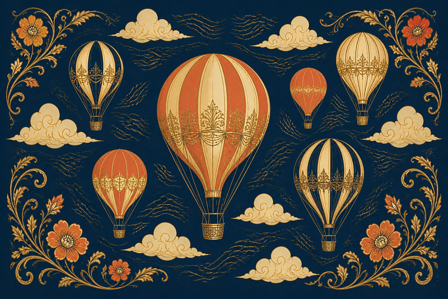 Navy Balloon Wallpaper Mural