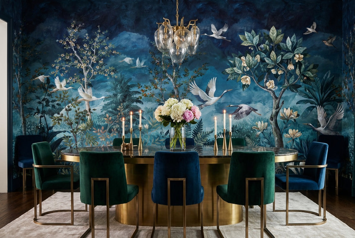 navy birds wallpaper mural custom self adhesive dining room removable non woven vinyl