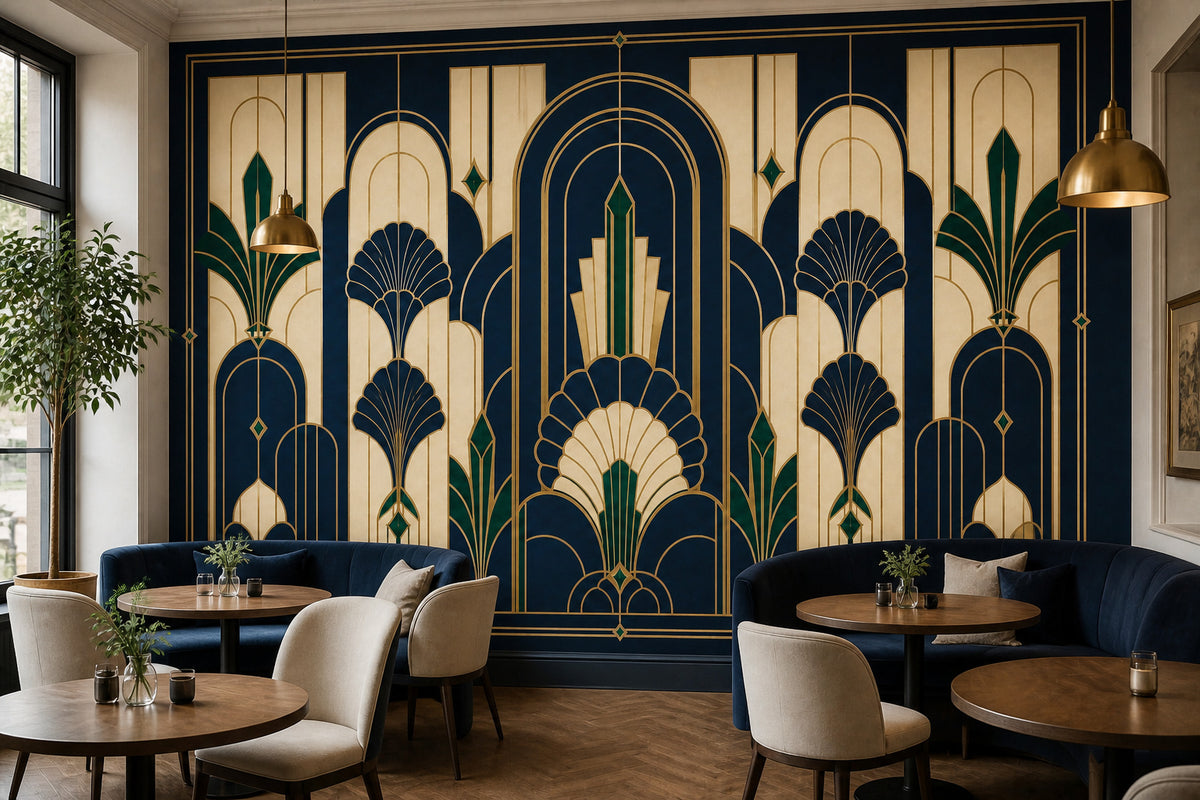 Navy Deco Arch Wallpaper Mural product view