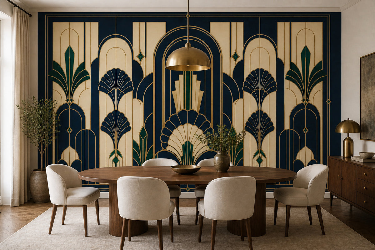 Navy Deco Arch Wallpaper Mural product view