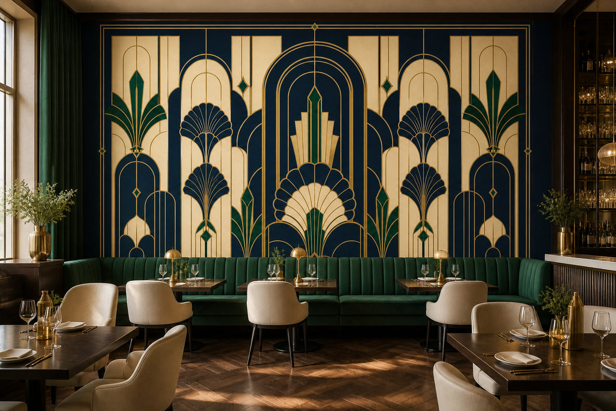 Navy Deco Arch Wallpaper Mural product view