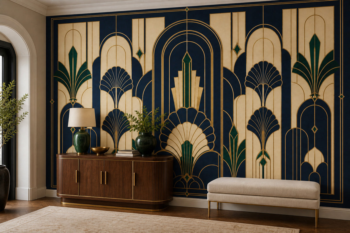 Navy Deco Arch Wallpaper Mural product view
