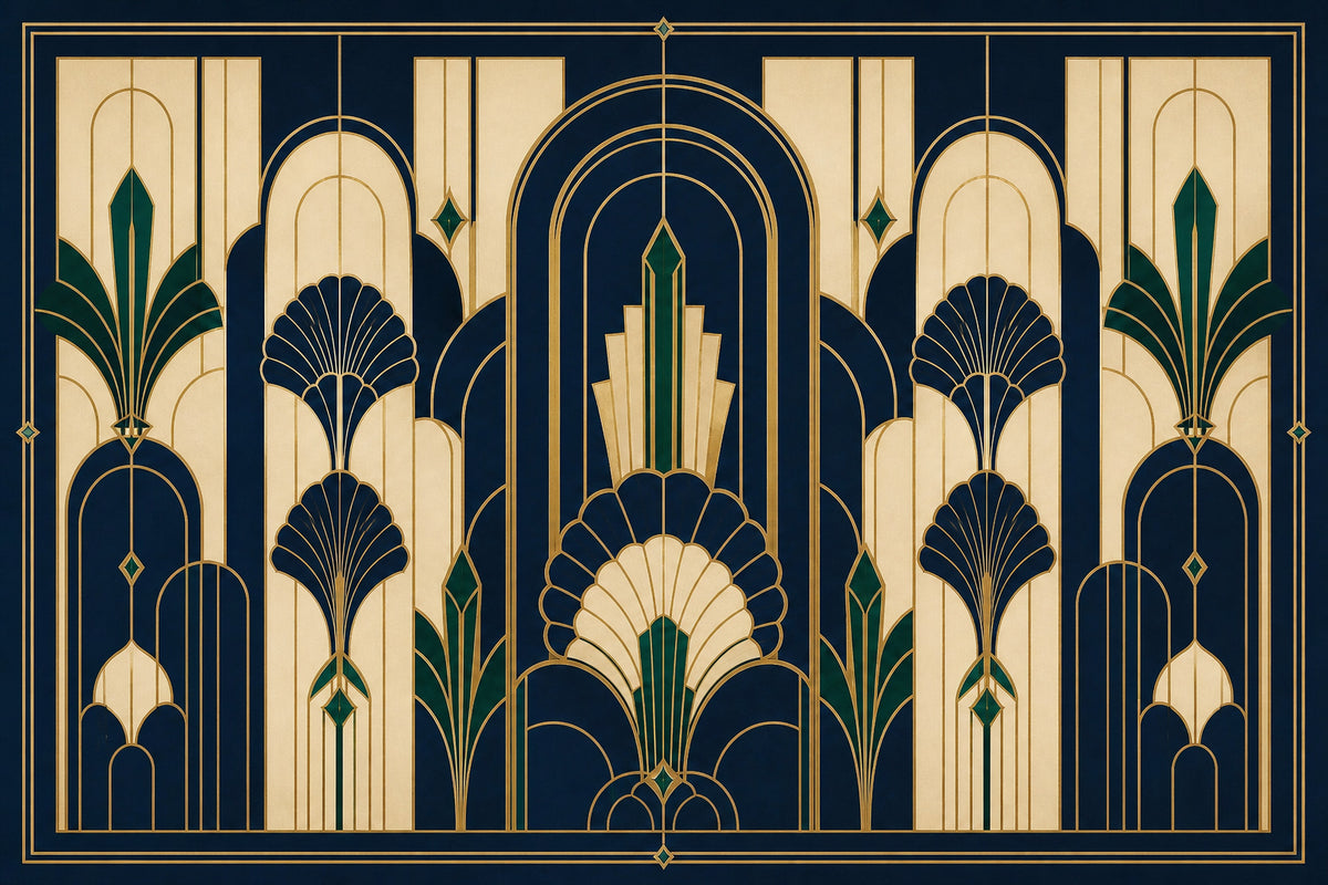 Navy Deco Arch Wallpaper Mural product view