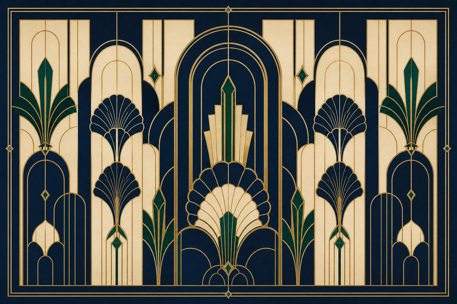 Navy Deco Arch Wallpaper Mural
