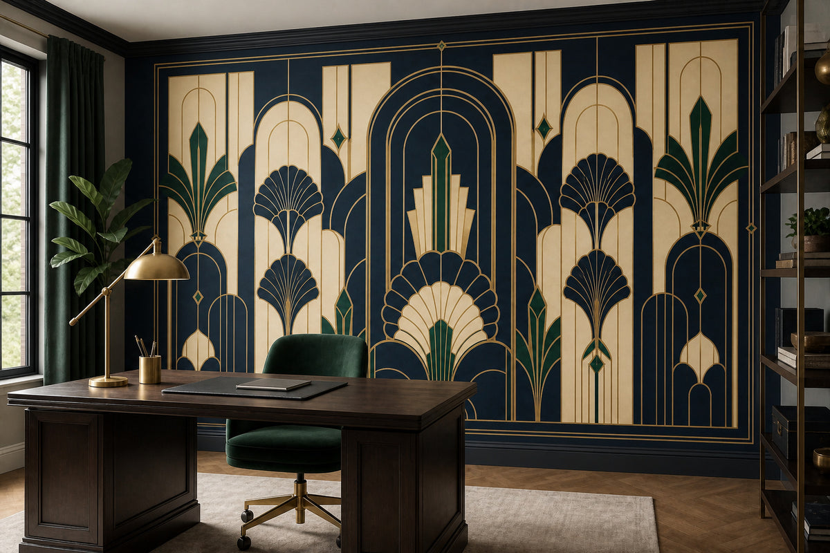 Navy Deco Arch Wallpaper Mural product view